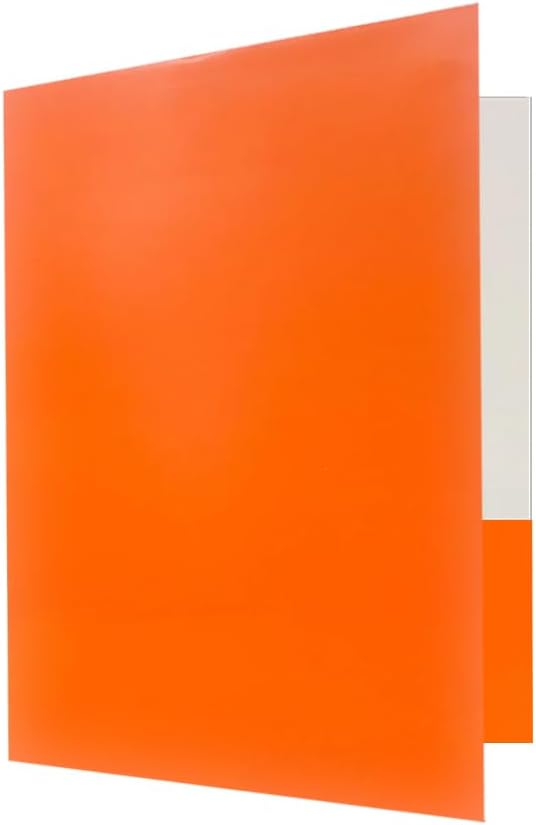 JAM PAPER Custom Printed Semi-Gloss Folders with Round Corner Pockets - Personalized Logo & Text - 12pt C1S - Orange - 100/Pack