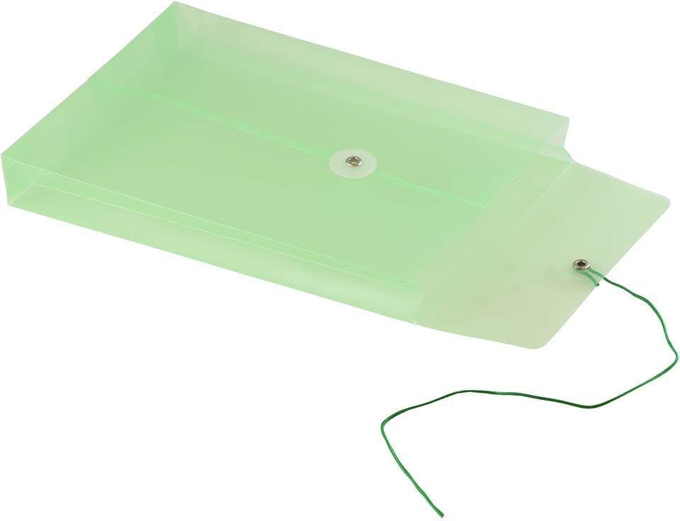 JAM PAPER Plastic Envelopes with Button & String Tie Closure - 6 1/4 x 9 1/4 - Green - 3/Pack