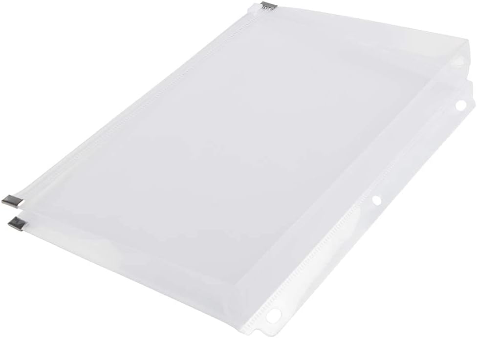 JAM PAPER Plastic 3 Hole Punch Binder Envelopes with Zip Closure - #10 Wallet Booklet - 6 x 9 1/2 - Clear - 12/Pack