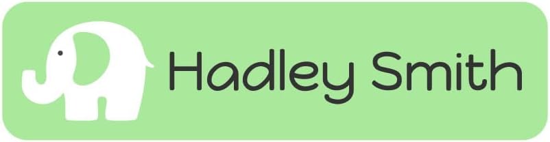 Name Bubbles - Custom Small Rectangle Name Labels for Kids (64 Labels) - Personalized Waterproof Name Stickers for Daycare, Lunch Boxes, Water Bottles, Shoes, School Supplies, & Camp (Elephant)