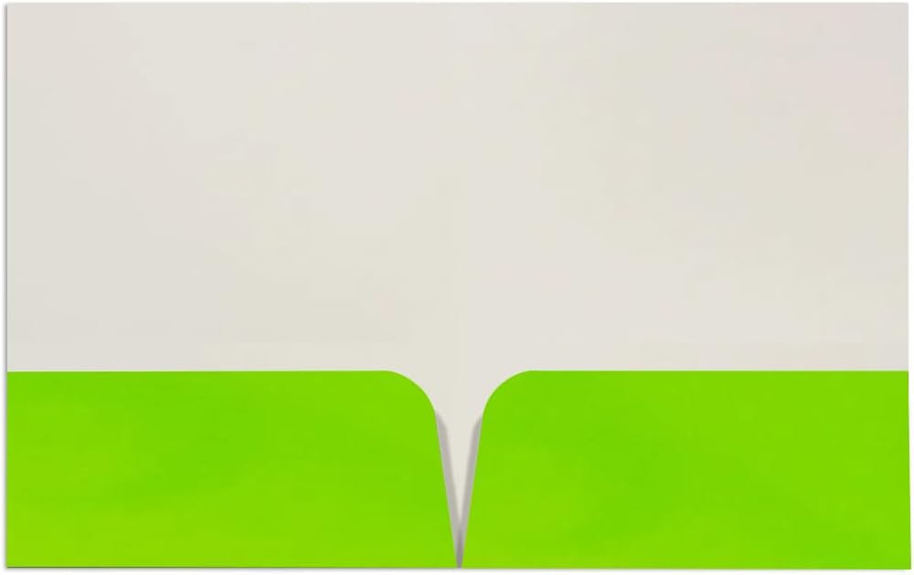 JAM PAPER Custom Printed Semi-Gloss Folders with Round Corner Pockets - Personalized Logo & Text - 12pt C1S - Lime Green - 100/Pack