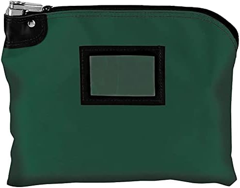 BankSupplies Laminated Nylon Locking Deposit Bags | Forest Green | 15W x 11H | Locking Courier Security Bank Cash Bag | Heavy-Duty Construction | Stores Coin, Currency, Checks & Documents