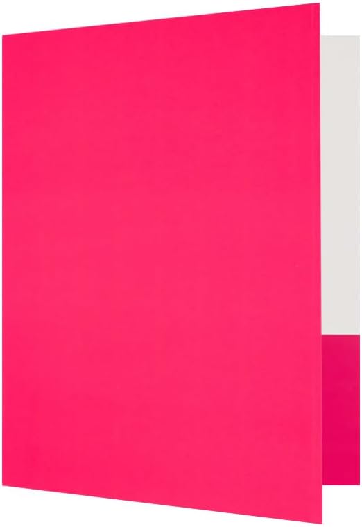 JAM PAPER Custom Printed Semi-Gloss Folders with Round Corner Pockets - Personalized Logo & Text - 12pt C1S - Pink - 250/Pack