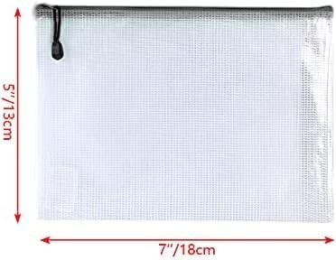 Oaimyy-24PCS-5 x 7"-Mesh Zipper Pouch, Plastic Zip File Folders Puzzle Bags for Organizing,Office Supplies,Travel,Home Storage-Black