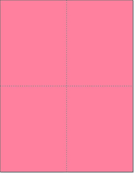 Limited Papers (TM) 8.5x11 Perforated Paper, 20/50 Pound 75 GSM, Variety of Perforation Sizes and Colors, for Forms, Tickets, Postcards, Business Cards. (Cherry, 4 up – 1 Hor. & 1 Ver.)