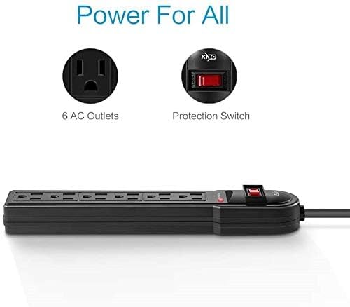 KMC 6-Outlet Surge Protector Power Strip 6 Pack