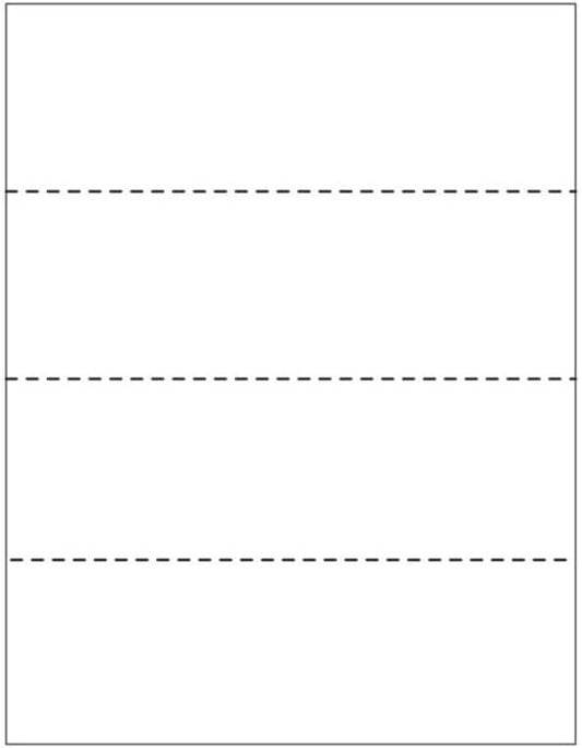 Limited Papers (TM) 8.5x11 Perforated Paper, 20/50 Pound, 75 GSM, Variety of Perforation Sizes and Colors, for Forms, Tickets, Postcards, Business Cards. (White, 4 up - horizontal every 2.75")