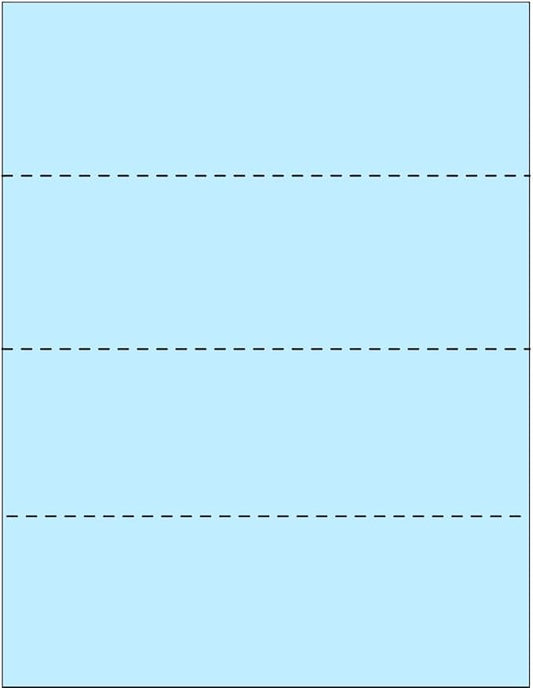 Limited Papers (TM) 8.5x11 Perforated Paper, 20/50 Pound, 75 GSM, Variety of Perforation Sizes and Colors, for Forms, Tickets, Postcards, Business Cards. (Blue, 4 up - horizontal every 2.75")