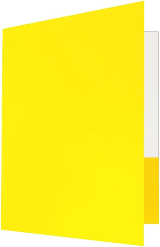 JAM PAPER Custom Printed Semi-Gloss Folders with Round Corner Pockets - Personalized Logo & Text - 12pt C1S - Yellow - 100/Pack