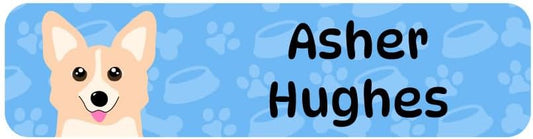 Name Bubbles - Custom Small Rectangle Name Labels for Kids (64 Labels) - Personalized Waterproof Name Stickers for Daycare, Lunch Boxes, Water Bottles, Shoes, School Supplies, & Camp (Dogs)