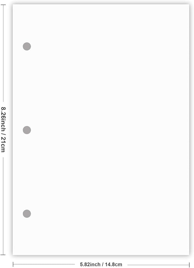 (5-Pack) A5 Filler Paper, 3 Hole Planner Refills, Organizer, Loose-leaf Binder Paper, Total 500 Sheets/1000 Pages, 100gsm, Blank, White Paper, 5.8 x 8.2 Inch, 3 Hole Filler Paper