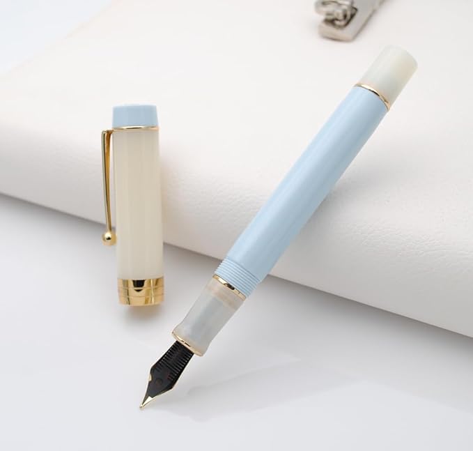 JINHAO 100 Fountain Pen with Ink Converter (Medium Nib 0.7mm, Light Blue)