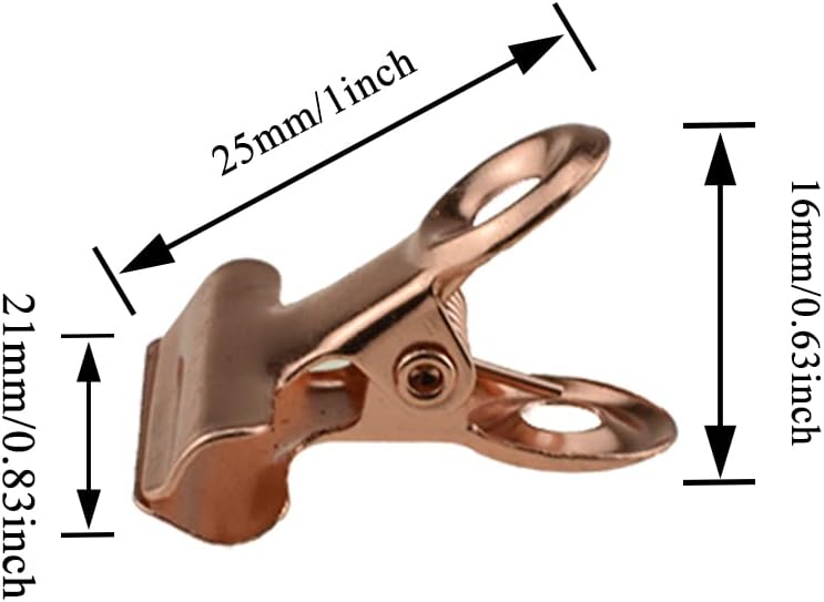 HAHIYO 0.87inch Rose Gold Bulldog Clips Metal File Hinge Binder Clips Clamps Save Space Strong Spring Jaws Rock Solid Grip Book Lay Flat Deburred Edge for Hang Photos Wall Grid Dog Food 30PCS