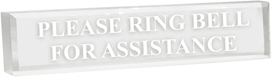 Please Ring Bell for Assistance 2" x 8" Frosted Acrylic - Office Desk Accessories Décor