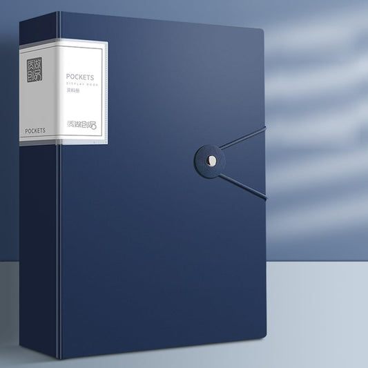 File Folder - 100 Pockets, Durable A4 Letter Size Organizer, Water-Resistant Plastic Dividers, Home/Office/School Document Holder (Dark Blue)