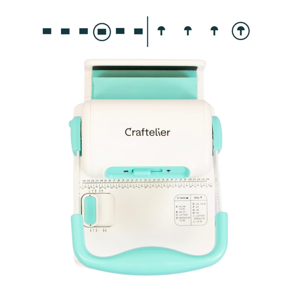 Craftelier - Spiral Binding Machine | Binder Machine for Book Binding | Compatible with 2:1 Spiral Coils and Classic Rings up to 1" | Compact Coil & Wire Book Binder Tool for Paper, Notebooks