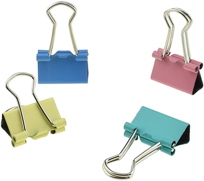 HAHIYO Binder Clips Paper Clamps Spring Steel Sturdy Mini 0.59 inches Width 0.18 Inch Capacity No Sharp Edges Heavy Duty Tight Grip Reusable Color Metal Bright Finish for Home Office School 100 Pack
