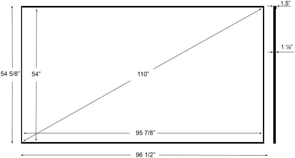 Silver Ticket Products S7 Series 6 Piece Thin Bezel Home Theater Fixed Frame 4K/8K Ultra HD, HDTV, HDR & Active 3D Projection Screen, 16:9 Format, 110" Diagonal, White Material S7-169110