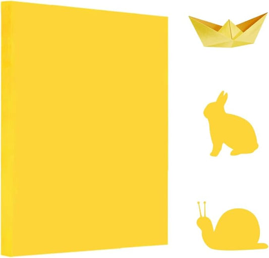 A4 Origami Paper Yellow 100 Sheets, 8.27×11.7 inch Double Sided Color Easy Fold Big Origami Paper A4 Colored Copy Papers Thin 70gsm for Beginners, DIY handwork Art and Craft Projects (210 x 297 mm)