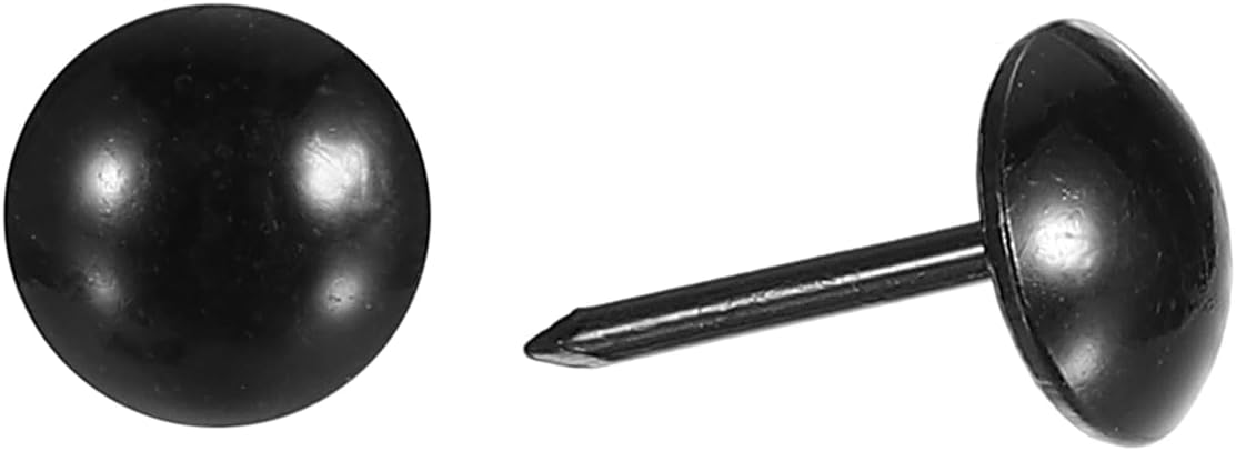 uxcell Upholstery Tacks Nail Pins Furniture, 250Pcs 9.5x17mm Thumb Tack Pins Assortment Kit Carbon Steel for Home Sofa DIY Decorative Nail Heads Nails, Black