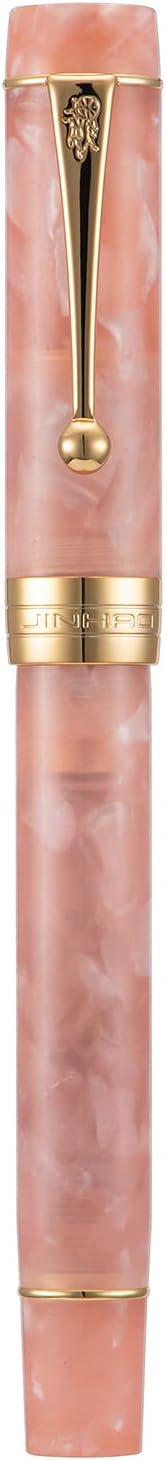 Jinhao 100 Fountain Pen Celluloid Classic Style, #6 Nib Smooth Writing Instrument with Refillable Converter and Pen Case Set