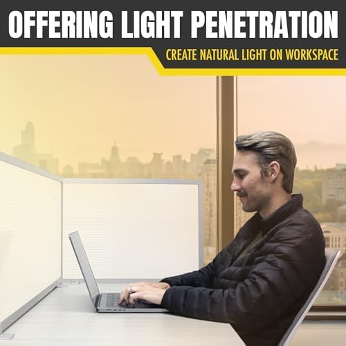 OBEX Polycarbonate Office Desk Mounted Privacy Screen Adjustable Table Top Panel Divider, Universal Aluminum Bracket-USA Made, 24" x 48", White