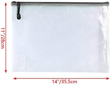 Oaimyy-11 x 14"-18 Pcs-Plastic Mesh Zipper Pouch Document Folders Bag Zip File Bags for Office Supplies,Home,Travel Storages,Puzzle Board Games Storage- (Black)