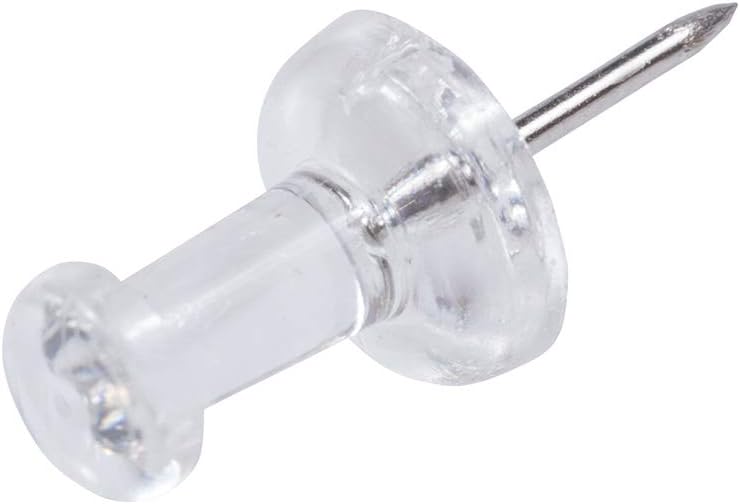 JAM PAPER Colorful Push Pins - Clear PushPins - 100/Pack