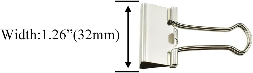 HAHIYO Binder Clips Paper Clamps Spring Steel Sturdy Medium 1.26 inches Width 0.39 Inch Capacity No Sharp Edges Heavy Duty Tight Grip Reusable Silver Metal Bright Finish for Home Office School 13 Pack