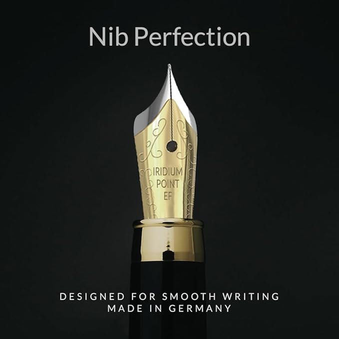 Wordsworth & Black Fountain Pen Set, Luxury Bamboo Wood - Extra Fine Nib, Gift Case; Includes 6 Ink Cartridges, Ink Refill Converter -Journaling, Calligraphy; Drawing, Smooth Writing [Cherry Wood]