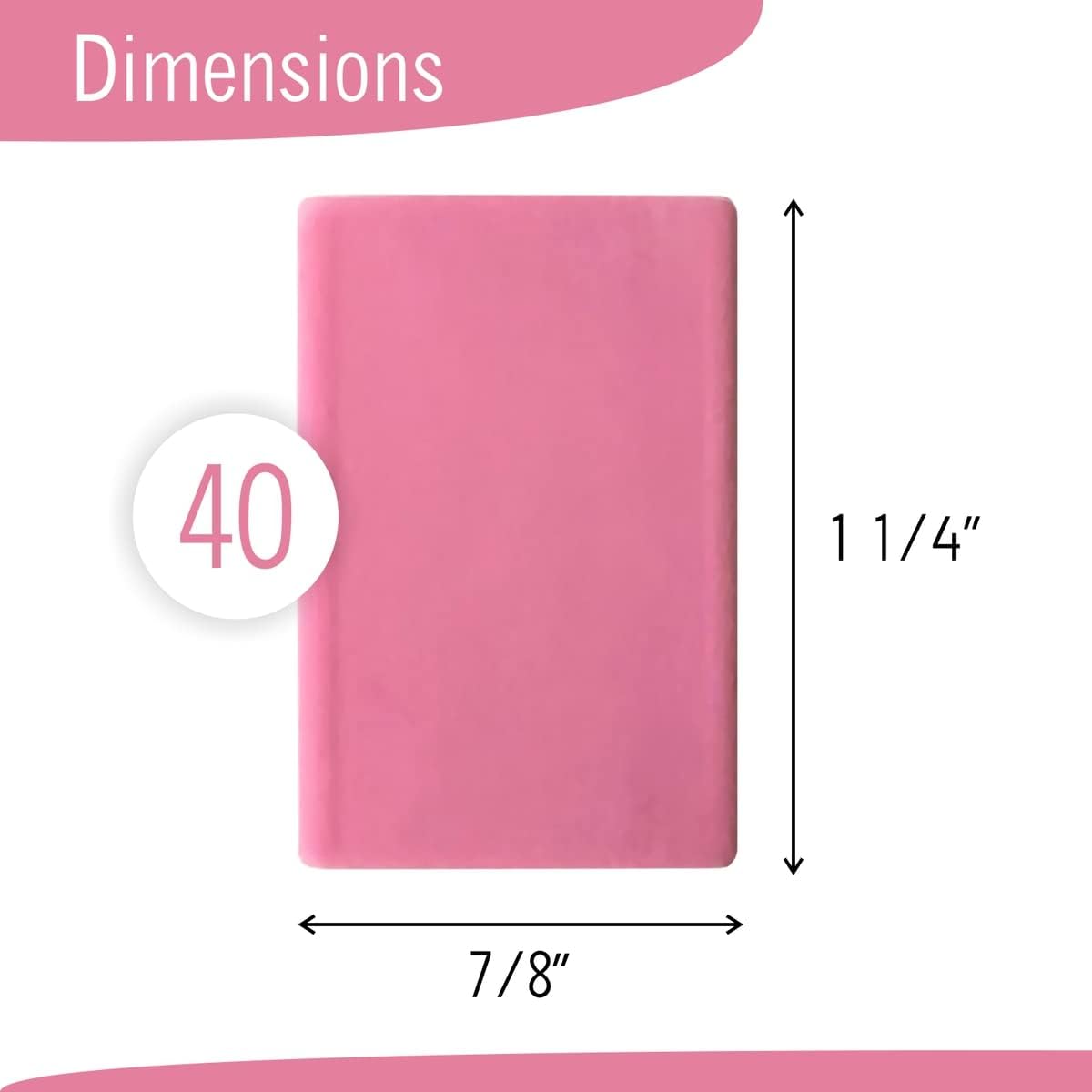 Pink Erasers, 40 Count, Latex Free Eraser for Kids, Square Eraser, Erasers Bulk for School Supplies, Art, and Office Use