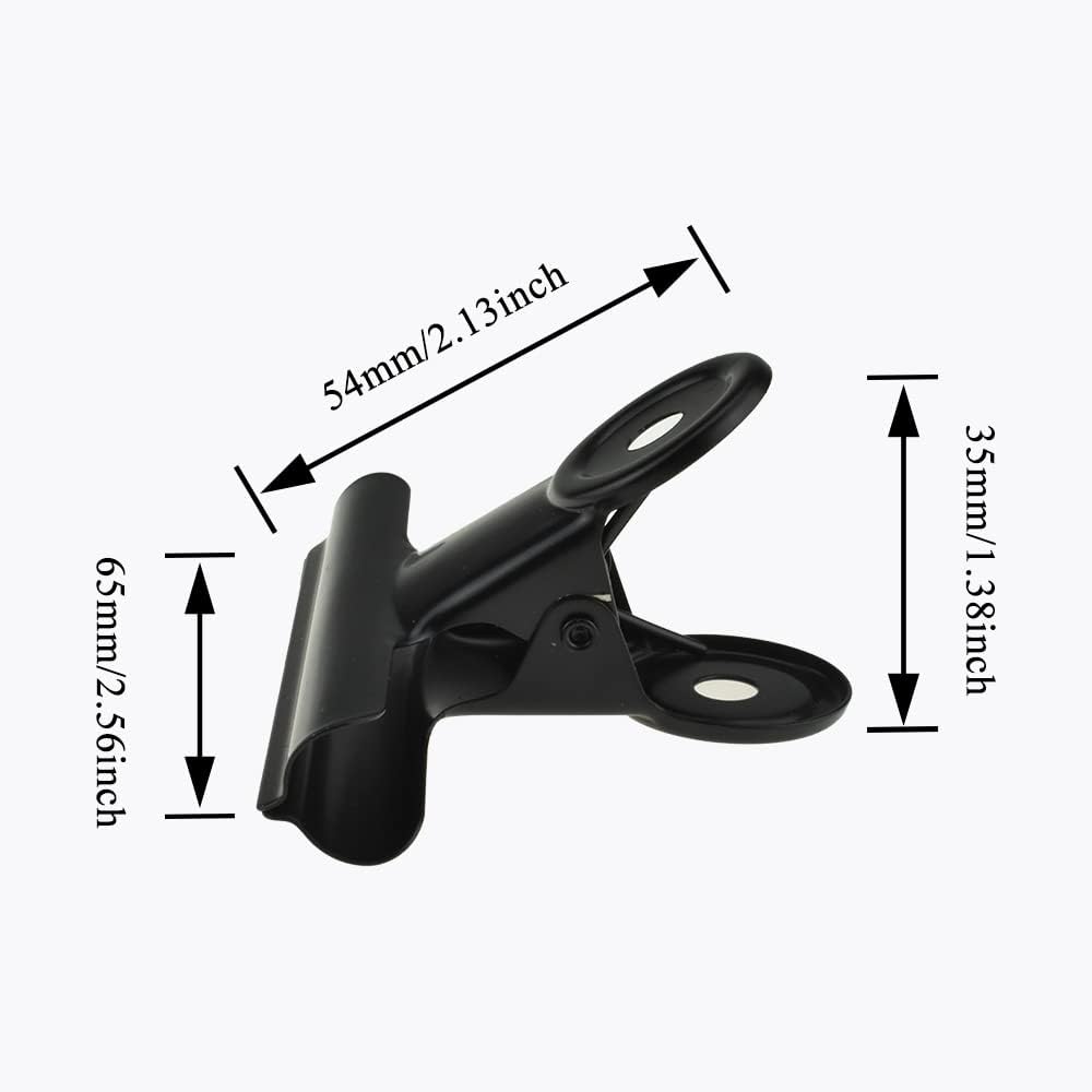 HAHIYO 2.5inch Black Bulldog Clips Metal File Hinge Binder Clips Clamps Save Space Strong Spring Jaws Rock Solid Grip Book Lay Flat Deburred Edge for Hang Photos Wall Grid Dog Food 9PCS