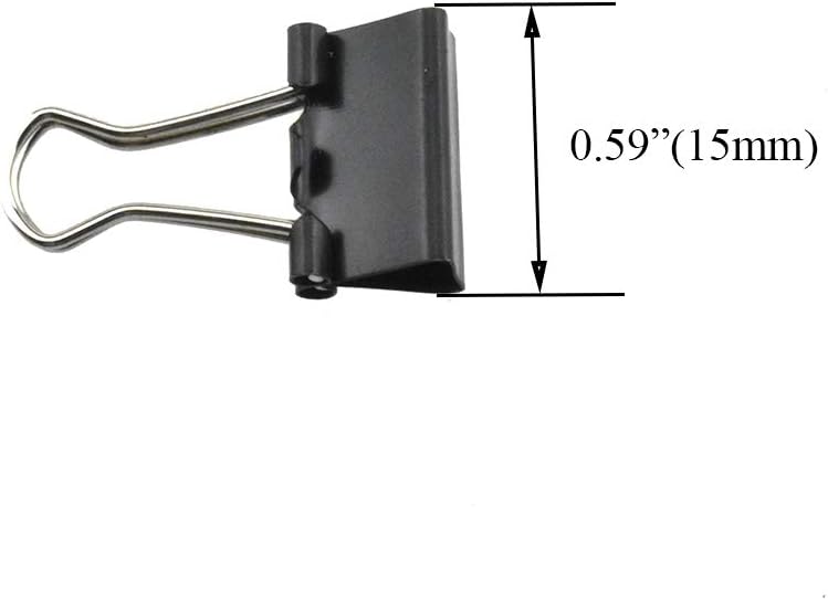 HAHIYO Binder Clips Paper Clamps Spring Steel Sturdy Mini 0.59 inches Width 0.2 Inch Capacity No Sharp Edges Heavy Duty Tight Grip Reusable Black Metal Bright Finish for Home Office School 100 Pack