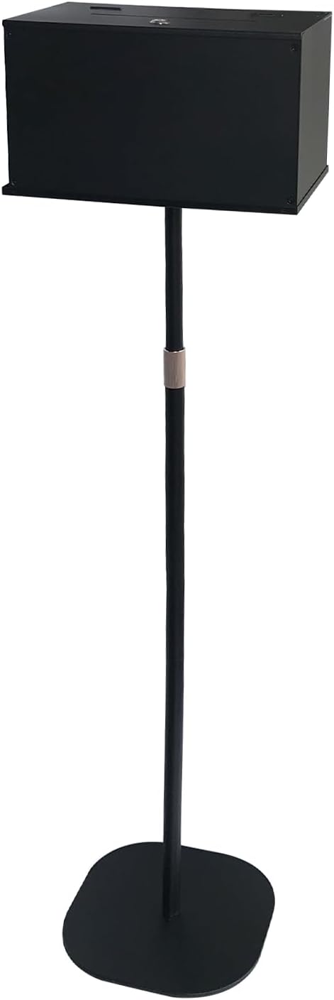 Suggestion Box with Stand, Floor Standing Offering Box for Church, Heavy Duty Metal Ballot Collection Safe Box with Lock for Voting Contest Charity Donation Church Election, Large