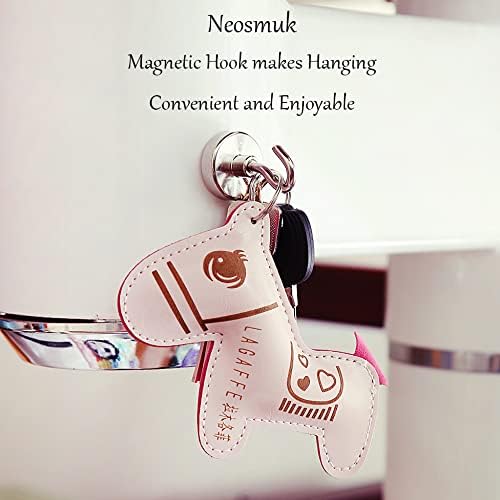 Neosmuk Magnetic Hooks, Heavy Duty Earth Magnets with Hook for Refrigerator, Extra Strong Cruise Hook for Hanging, Magnetic Hanger for Curtain, Grill(Silver White,4 Pack)