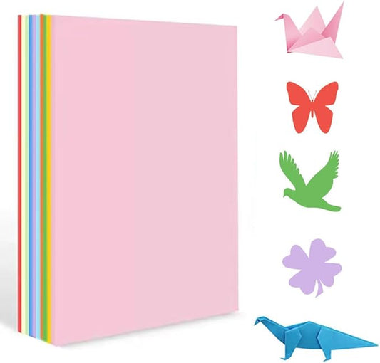 A4 Origami Paper Colorful 100 Sheets, 8.27×11.7 inch Double Sided Color Easy Fold Big Origami Paper A4 Colored Copy Papers Thin 70gsm for Beginners, DIY handwork Art Craft Projects (210 x 297 mm)