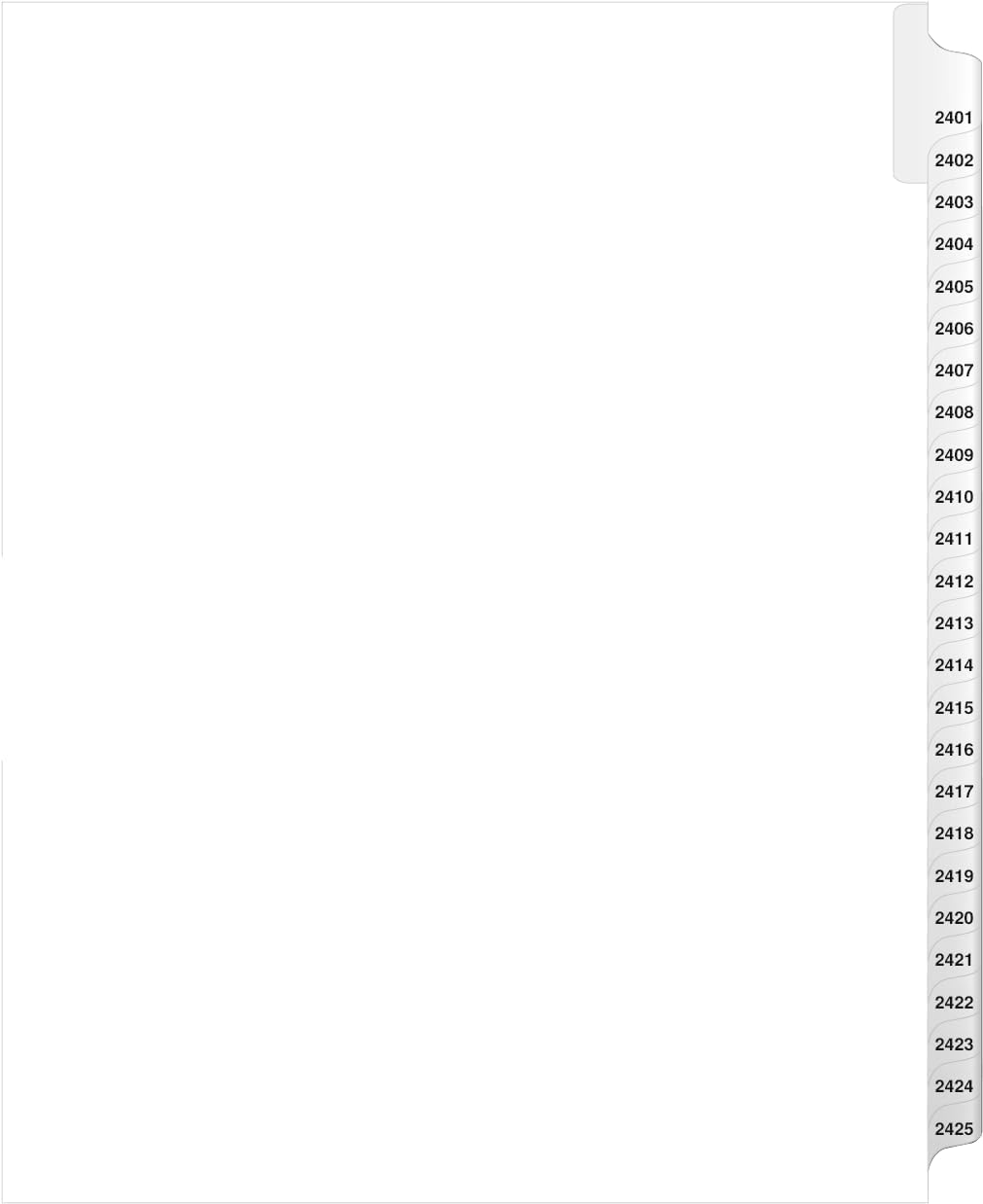 Exhibitindexes® Side Collated Exhibit Tabs AVE Style Bold Tabs Set of 2401-2425 | Made in The USA