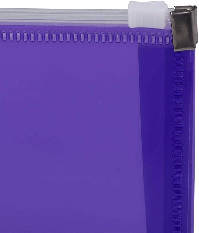 JAM PAPER Plastic Envelopes with Zip Closure - #10 Booklet Wallet - 4 1/8 x 9 1/2 - Purple - 12/Pack