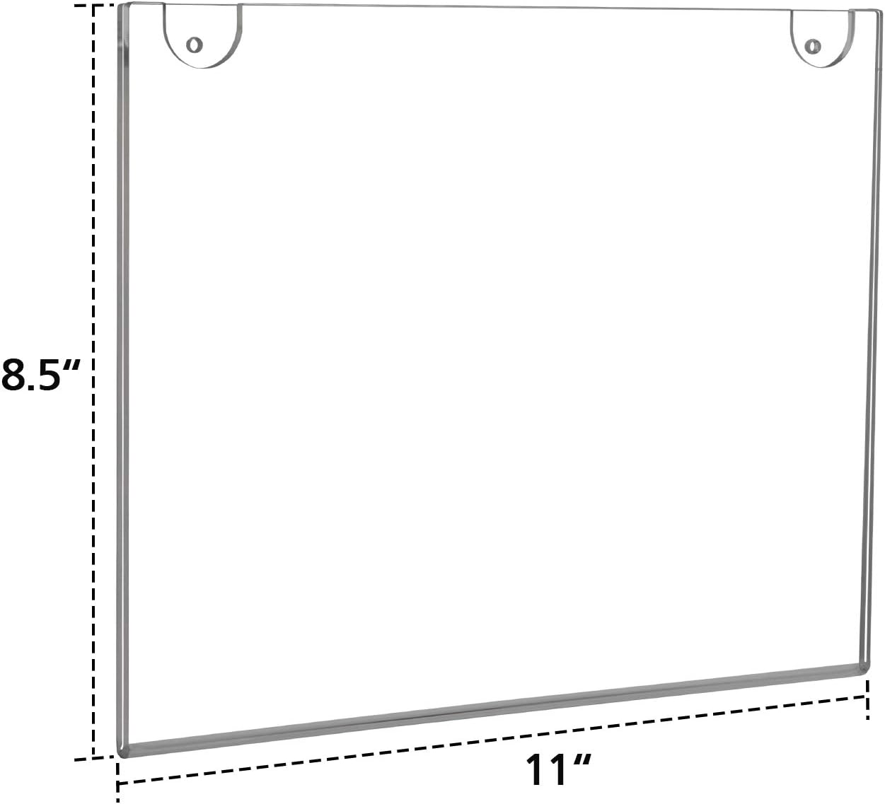 NIUBEE 6-Packs Acrylic Wall Sign Holder 8.5x11 Horizontal, Clear Plastic Picture Frames , Wall Mounted Design, Support No Drilling (Provide 3M Tape and Mounting Screws)