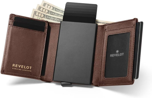 Unisex Trifold Cardholder Wallet/Genuine Leather Wallet / W5 (Coffee)