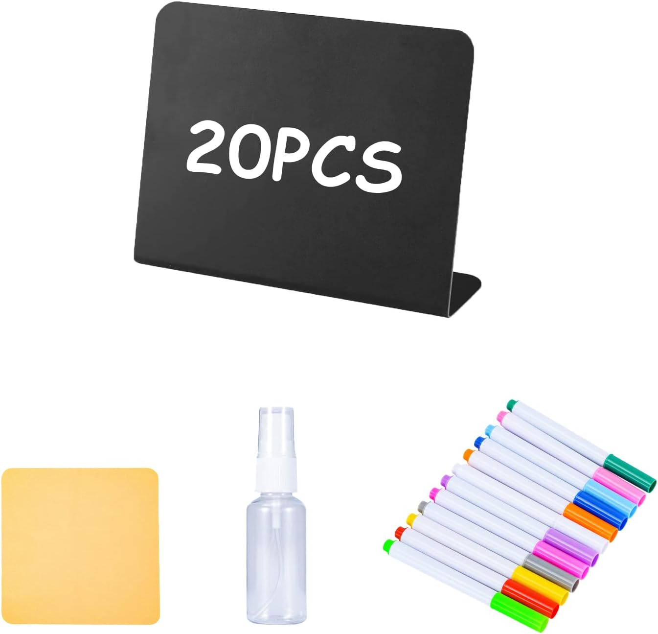 20PCS Tabletop Chalkboard Labels, Mini Chalkboard Signs for Food, Food Labels for Party Buffet, Easy to Write and Wipe Out, Reusable and Reserved Table Cents for Weddings, Birthday, Bakery and Retail