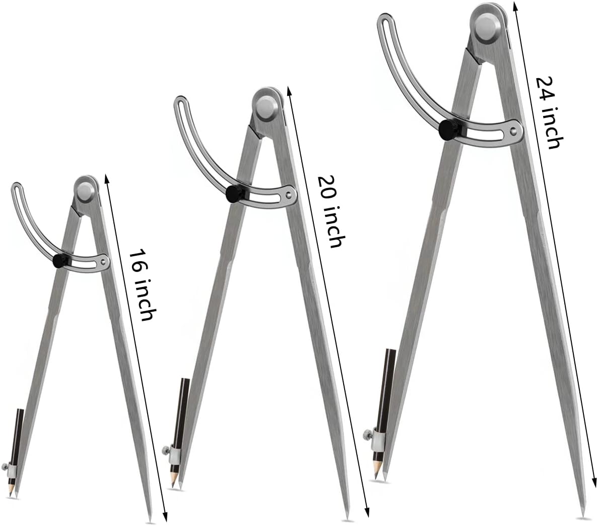 24 inch Compass for Geometry, Compass for Woodworking, Precision Woodworking Compass with Wing Divider and Pencil Holder, Large Compass for Geometry, Woodworking Compass, Drafting, Drawing Compass