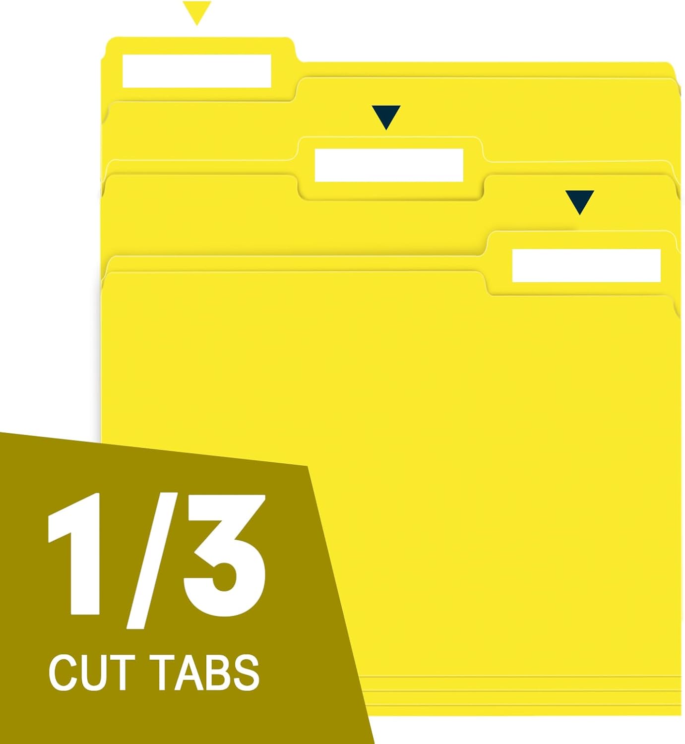 File Folder, RAZCC 150 Pack 1/3 Cut Tab File Folders Letter Size, Yellow, Folders with Tab, Great for Organizing and Easy File Storage
