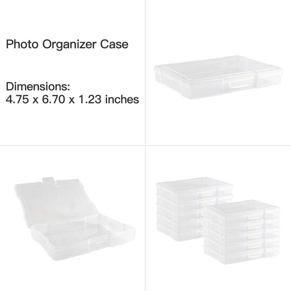 novelinks 4" x 6" Photo Organizer Box with Handle – 16 Inner Photo Storage Cases, Holds 1600 Photos, Portable Picture Keeper with Secure Snap Closures – White