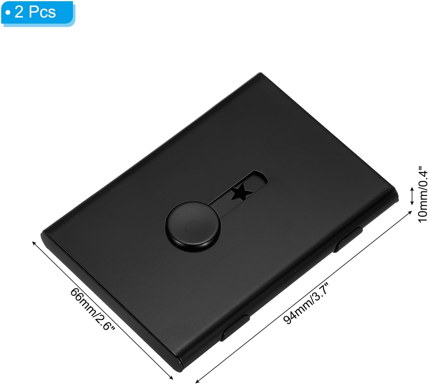 PATIKIL 2 Pcs Business Card Holder, Thumb Drive Business Card Holder Portable Business Card Holders Alloy Slide Out Card Case for Business Meeting, Black