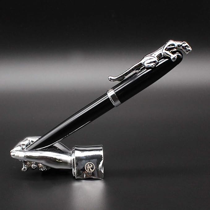 Stylish Fountain Pen : Luxury,Elegant, Germany F Fine Nib, Gift for Men & Women, Professional, Executive, Metal, Gift Box (Black/Silver (Leopard))