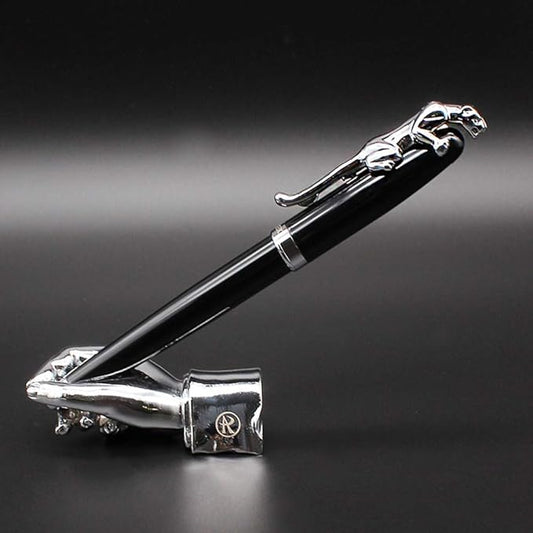 Stylish Fountain Pen : Luxury,Elegant, Germany F Fine Nib, Gift for Men & Women, Professional, Executive, Metal, Gift Box (Black/Silver (Leopard))
