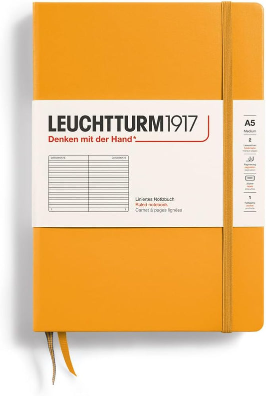 LEUCHTTURM1917 - Notebook Hardcover Medium A5-251 Numbered Pages for Writing and Journaling (Rising Sun, Ruled)