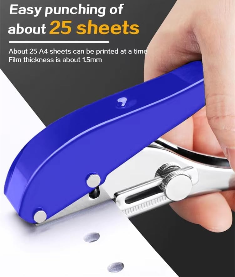 Single Hole Punch Heavy Duty Hole Puncher Single Handheld Paper Punch Small Hole Puncher One Hole Punch for Crafts Paper Cards Tags Scrapbook Plastic Cardboard-5/16 inch-8mm, Blue