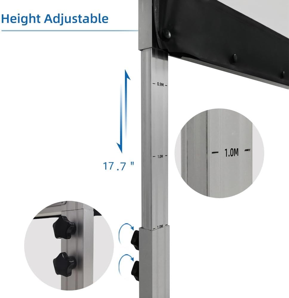 Projector Screen with Stand 144inch, SCREENPRO Portable Fast-Folding Movie Screen with (Max 20.7") Adjustable Leg and Carry Bag, 16:9 HD 4K Indoor/Outdoor Projector Screen for Home Theater